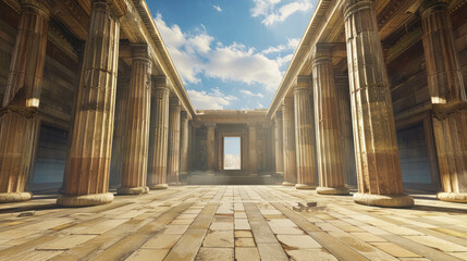 Lifelike Greek Temple Battlefield For Battles Video Game, Fighting Video Game Background, Digital Visuals for Game, Video Game Arena Background, 3D Roman Temple Background