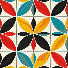 Geometric Vintage Mosaic: Seamless Pattern with Colorful Shapes and Retro Style