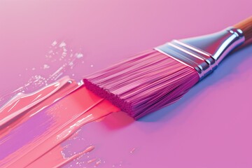 Glossy 3D paintbrush sign for artistic concepts.