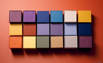 boxes, identical, same shape and color, one box is different, different shape or color сreated with Generative Ai