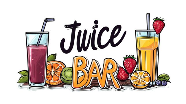 JMF Juice Bar Logo With Three Glasses of Juice