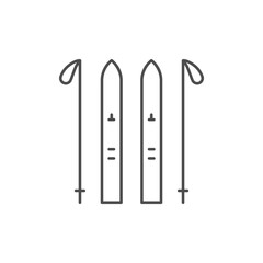 Ski and pole line icon