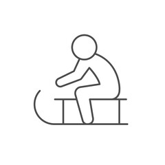 Person on sled line icon