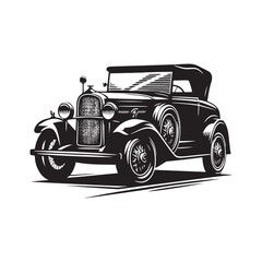 Vintage Car Silhouette Vector Collection for Retro Enthusiasts and Classic Automotive Designs, Classic Vintage car Illustration.