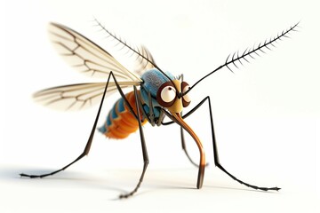 Close Up of a Mosquito on White Background