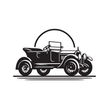 recommend clip art: Vintage Car Silhouette Vector Collection for Retro Enthusiasts and Classic Automotive Designs, Classic Vintage car Illustration.