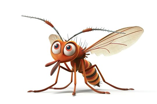 Close Up of a Mosquito on White Background