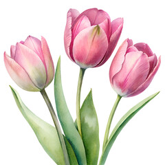 Naklejka premium pink tulips isolated on transparent background
