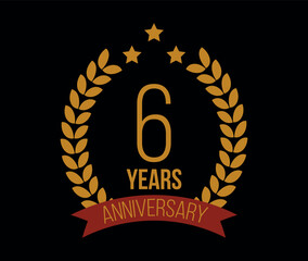 Fototapeta premium 6 Years anniversary. Luxury bronze laurel, birthday celebration and commemorative banner
