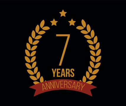 7 Years anniversary. Luxury bronze laurel, birthday celebration and commemorative banner