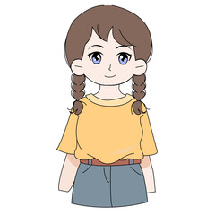 Cute cartoon little girl. Vector illustration 