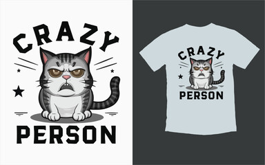  A cartoon vector t-shirt design of a cat. Cat Illustration Graphics 