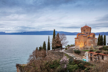 Fototapeta na wymiar The Church of Saint John at Kaneo, Lake Ohrid, North Macedonia