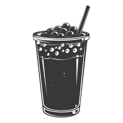 Silhouette Bubble tea drink black color only