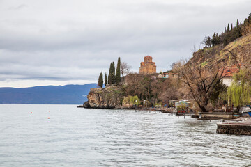 Fototapeta na wymiar The Church of Saint John at Kaneo, Lake Ohrid, North Macedonia
