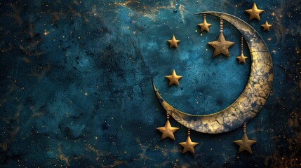 A captivating Ramadan greeting card adorned with a dark crescent