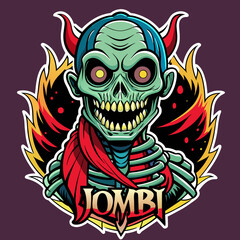 Summon the fear with our spine-chilling Horror Jombi t-shirt sticker