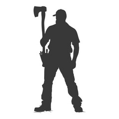 Silhouette carpenter with ax black color only full body