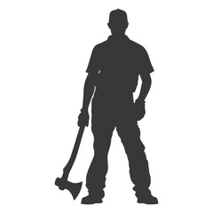 Silhouette carpenter with ax black color only full body