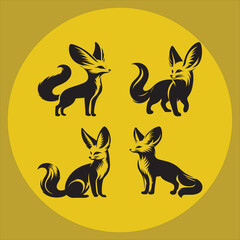 Silhouette Vector design of a Fennec Fox