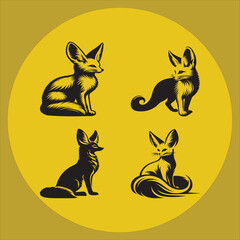 Silhouette Vector design of a Fennec Fox