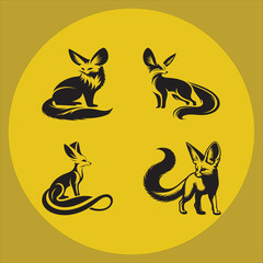 Silhouette Vector design of a Fennec Fox