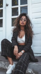 Anthyesque Chic: Street Style Photo of Desi Girl with Princess Streetwear Aesthetic generative ai