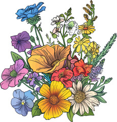 Set of flower,  floral design elements, minimal object isolate illustration vector.