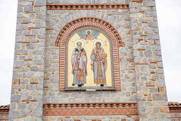 Macedonian landmark, the Holy historic church Sveti Naum on the coast of lake Ohrid - 755893215