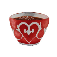 bowl,kese ,cup,tea utensils with Tatar ,Turkish ,Uzbek ,Kazakh national traditional ornament pattern in oriental style ,Muslim tea,cup,red blue green