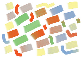 Watercolor and acrylic grunge strokes on transparent background. Hand drawn illustration