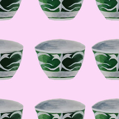 bowl,kese,cup,tea utensils with Tatar ,Turkish ,Uzbek ,Kazakh red blue , national traditional ornament pattern in oriental style ,Muslim tea,cup,kitchen red blue green