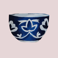 bowl,kese,cup,tea utensils with Tatar ,Turkish ,Uzbek ,Kazakh red blue , national traditional ornament pattern in oriental style ,Muslim tea,cup,kitchen red blue green