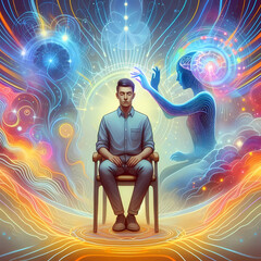 agiotaje, silueta, gente, empresario, idea, ilustración, vector, concepto, exitos, hombre, música, mujer, ciber espacio, fiesta, persona, color, nube, designio, cielo, baile