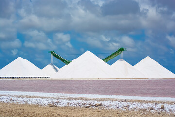 Salt evaporation plant on Bonaire Island,  Netherlands Antilles. 