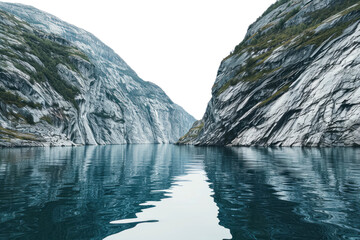 Isolated Fjord on Transparent Background. Sleek Nordic Landscape