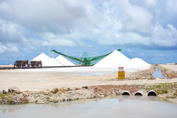 Salt evaporation plant on Bonaire Island,  Netherlands Antilles. 
