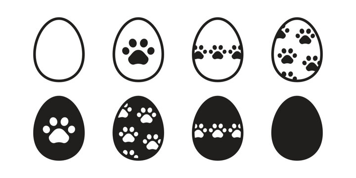 easter egg vector dog paw footprint icon logo doodle april chicken duck pet character cartoon symbol abstract polka dot striped japan checked scarf illustration design isolated