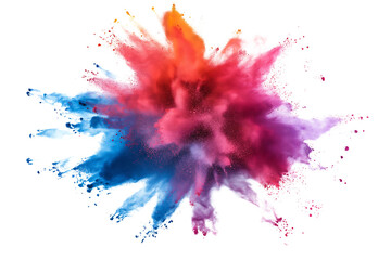 powder explosion colorful splash isolated on a transparent background