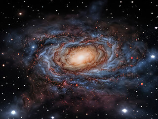 Space scene with stars in the galaxy. Spiral galaxy in deep space. A beautiful space nebula