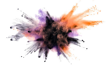 abstract colorful powder explosion splash isolated on a transparent background