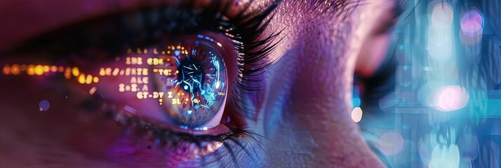 Human eye with digital data and augmented reality scanner overlay for optical scanning technology and artificial intelligence vision