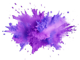 Lavender paint color powder festival explosion burst isolated on transparent background, transparency image, removed background - obrazy, fototapety, plakaty