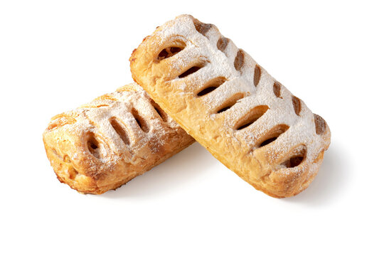 Layered Apple Strudels on White Background - Tempting Treat