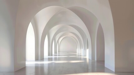 Architecture interior background empty arched pass 3d render 