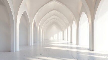 Architecture interior background empty arched pass 3d render  - obrazy, fototapety, plakaty