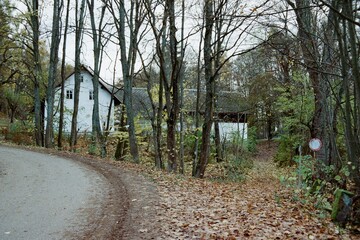 Vaclav Havel cottage in Hradecek in Czechia on 17. November 2023 on colour film photo -  blurriness and noise of scanned 35mm film were intentionally left in image