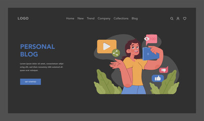 Personal blog concept. Flat vector illustration