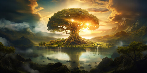 the world tree yggdrasil - old norse world ash, tree of life