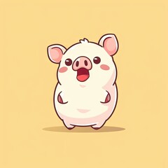 Cute animated kawaii pig. Modern animation style icon isolated on solid background